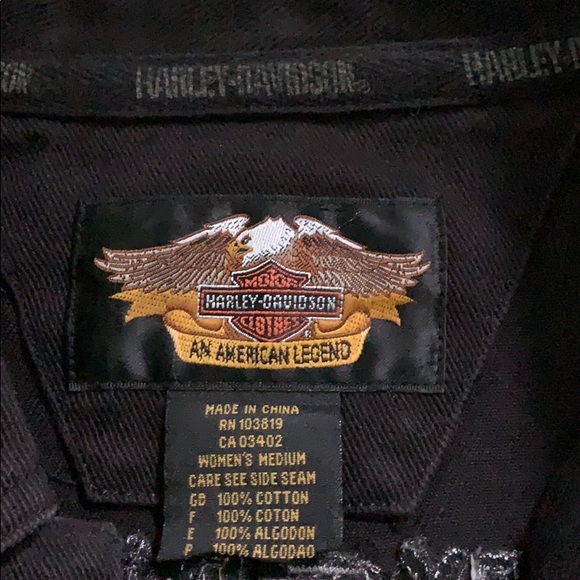 Harley Davidson Black Jean Jacket - Picture 2 of 5